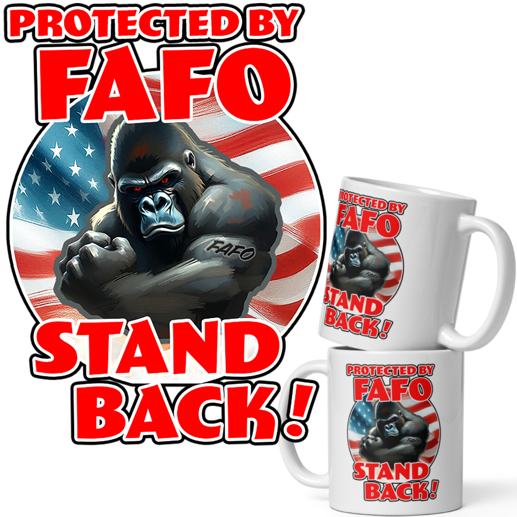 Protected By FAFO White 11oz Mug ( 1 Mug - Gorilla )