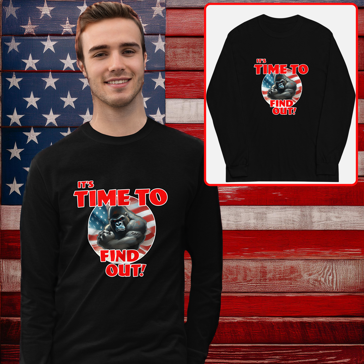Time to Find Out! - FAFO - Silverback - Men’s Long Sleeve Shirt