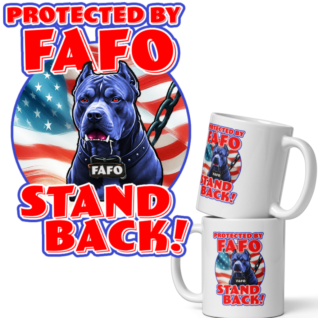 Protected By FAFO White 11oz Mug ( 1 Mug - Pit Bull )