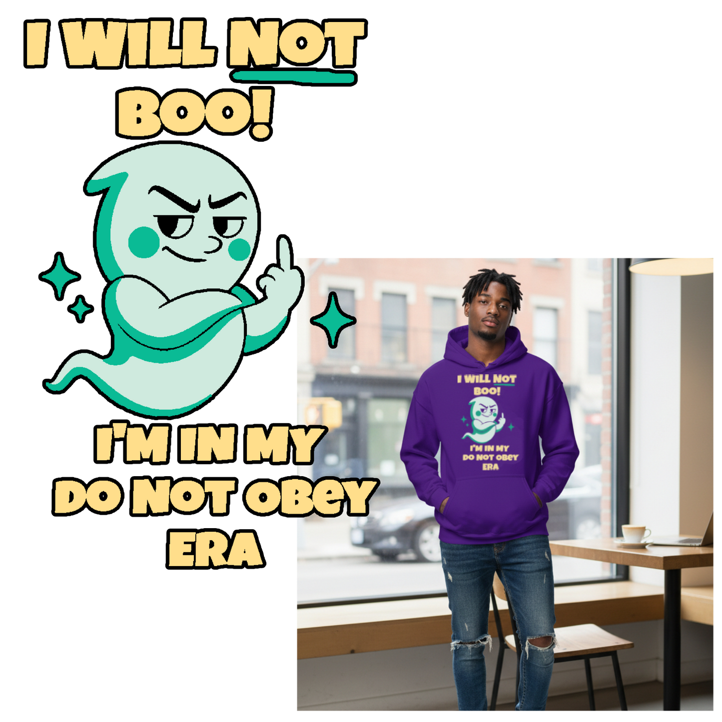 I Will Not Boo! - Halloween Ghost - Unisex Hoodie