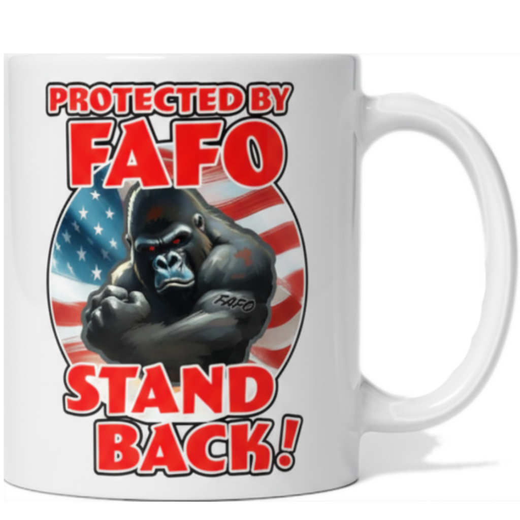 Protected By FAFO White 11oz Mug ( 1 Mug - Gorilla )