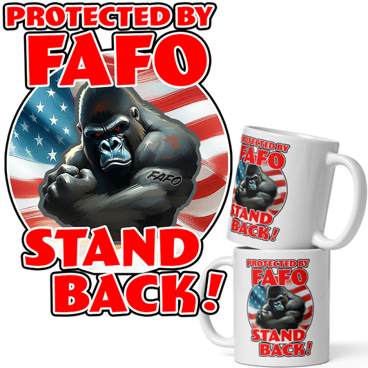 Protected By FAFO White 11oz Mug ( 1 Mug - Gorilla )