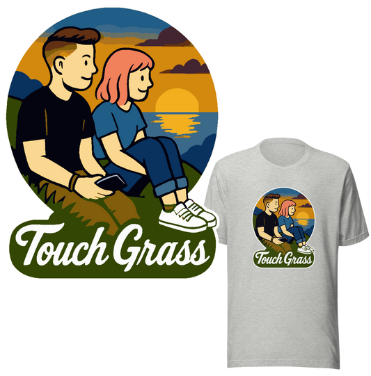 Touch Grass - Couple At Sunset - Unisex t-shirt