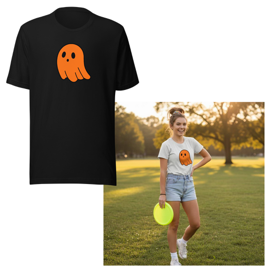 Spooky-Cute Orange Ghost - Halloween Unisex T-Shirt
